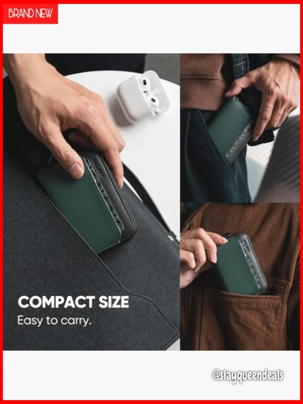 Slim RFID Blocking Zipper Card Holder, Vegan Leather, Large Capacity